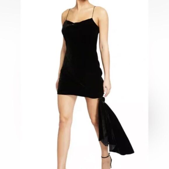 Cinq A Sept Ryder Velvet Mini Black Dress Tassle Backless Size 8 - Picture 6 of 13